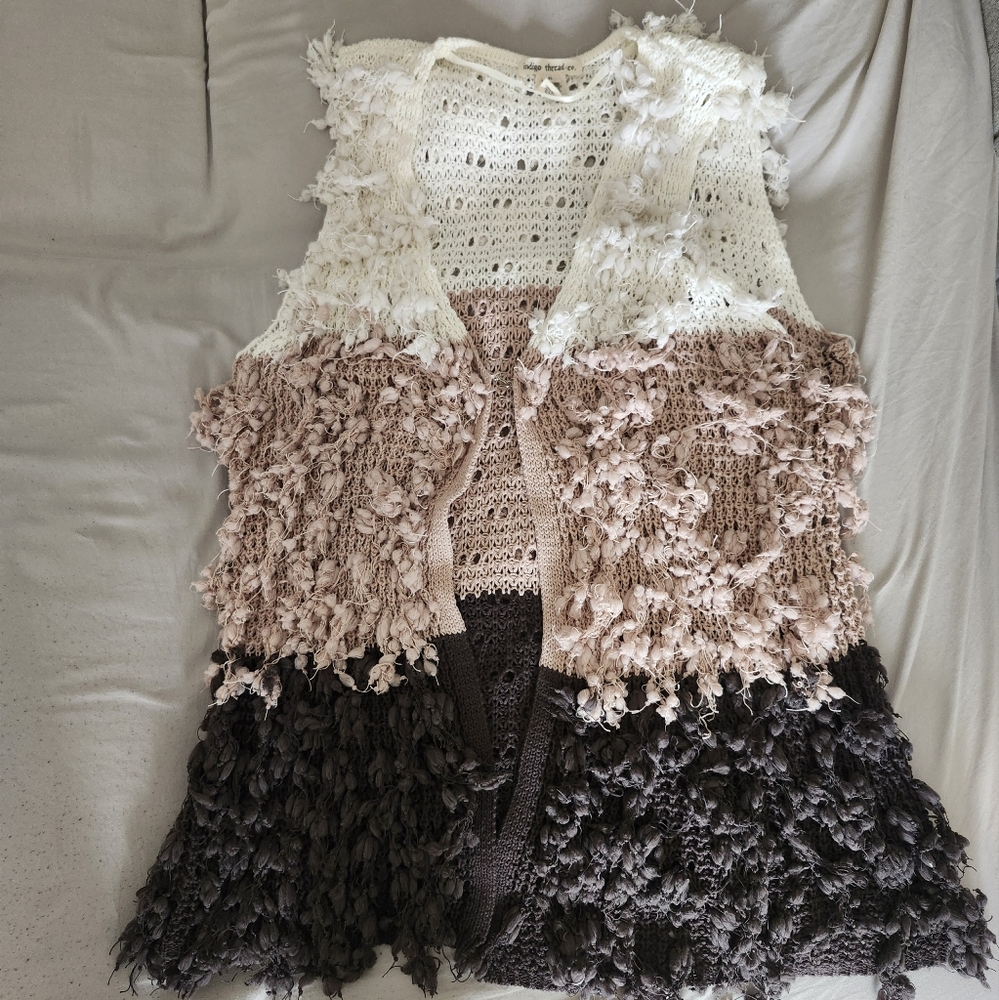 Indigo Thread Co XL Fringe Sweater Vest